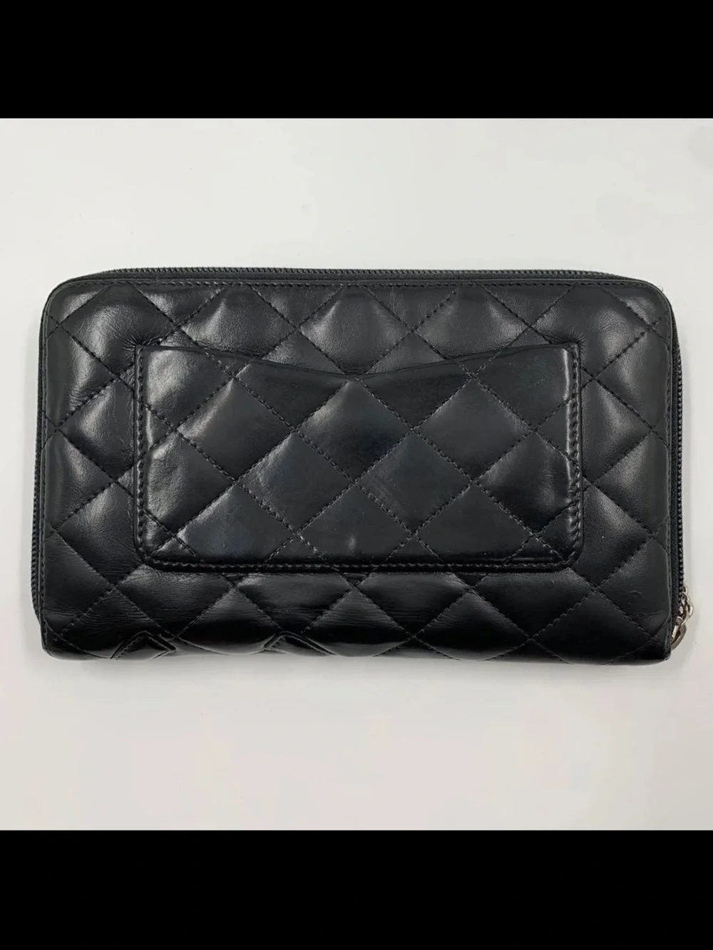 CHANEL Black Quilted CC Zip-Around Wallet